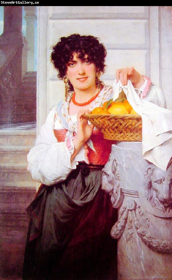 Pierre-Auguste Cot Pisan Girl with Basket of Oranges and Lemons